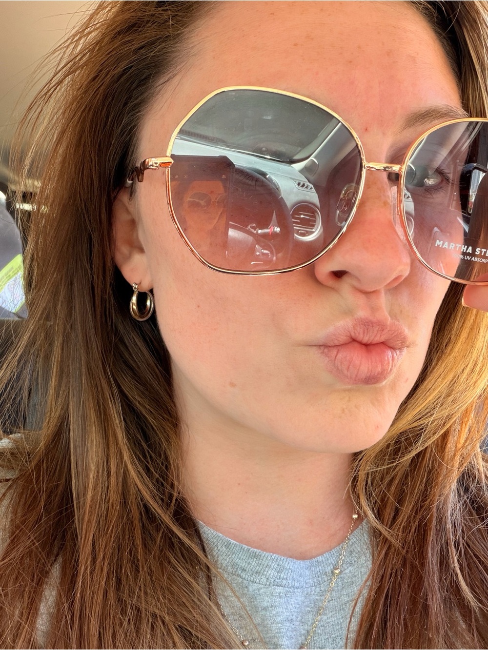 Martha Stewart Rose Gold Frame Sunglasses with Brown Gradient Lenses